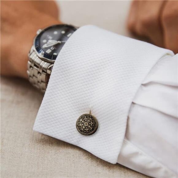 Cufflinks and Studs for Men-Fashion Men Vintage Enamel Carbon Fiber Tuxedo Shirt - Picture 2 of 7